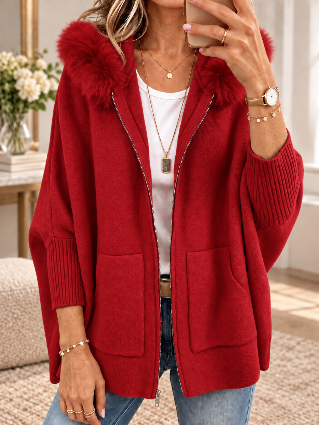 Veste Sophie en Maille à Capuche