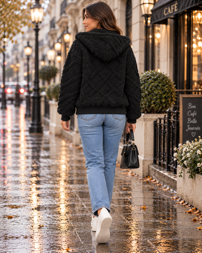 Veste Livia Zippée à Capuche – Effet Mouton