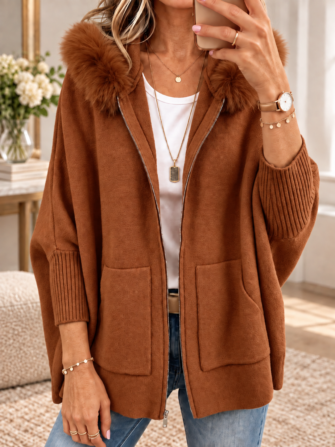 Veste Sophie en Maille à Capuche