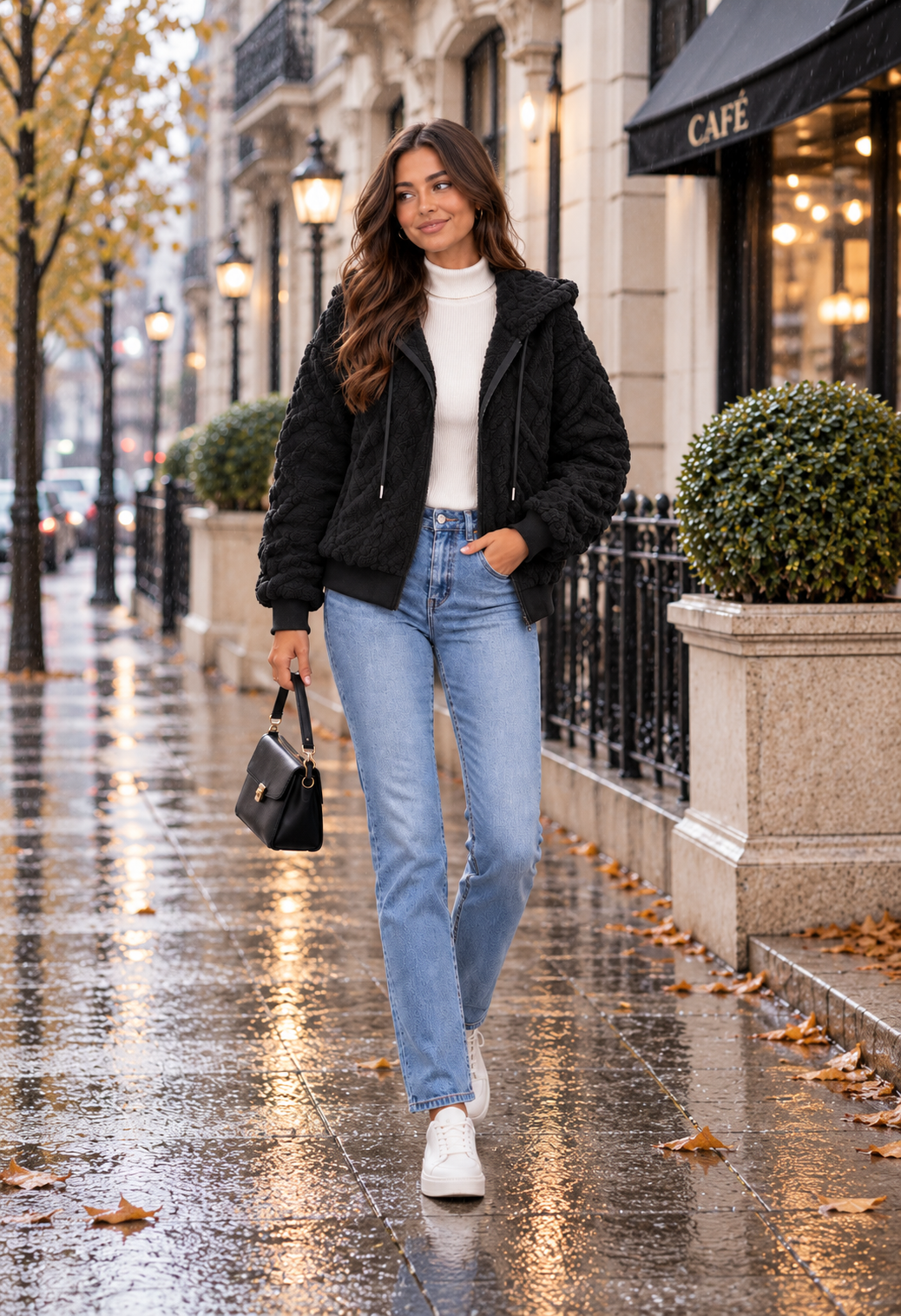 Veste Livia Zippée à Capuche – Effet Mouton